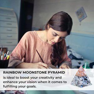 New Inspirational Orgonite Pyramid for Success | Rainbow Moonstone Orgone Pyrami